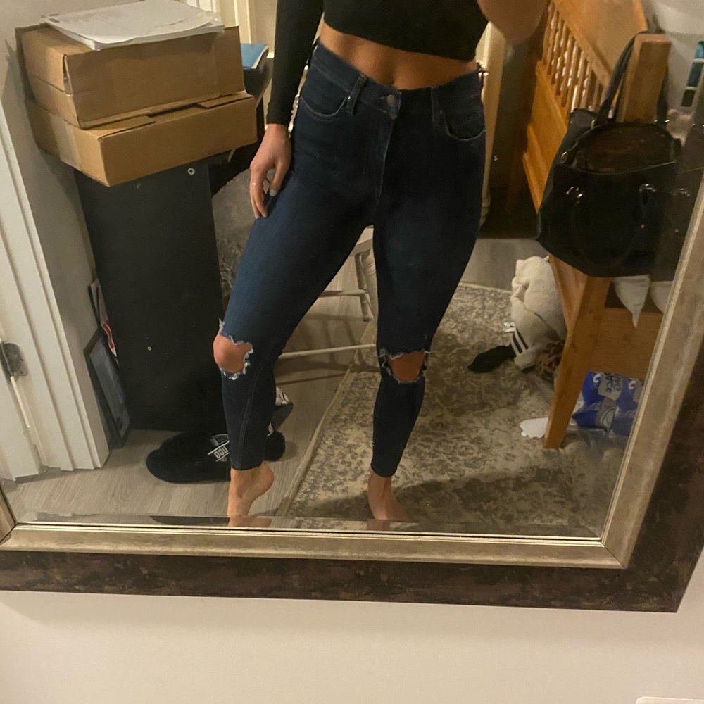 Free People High Rise Dark Denim Jeans